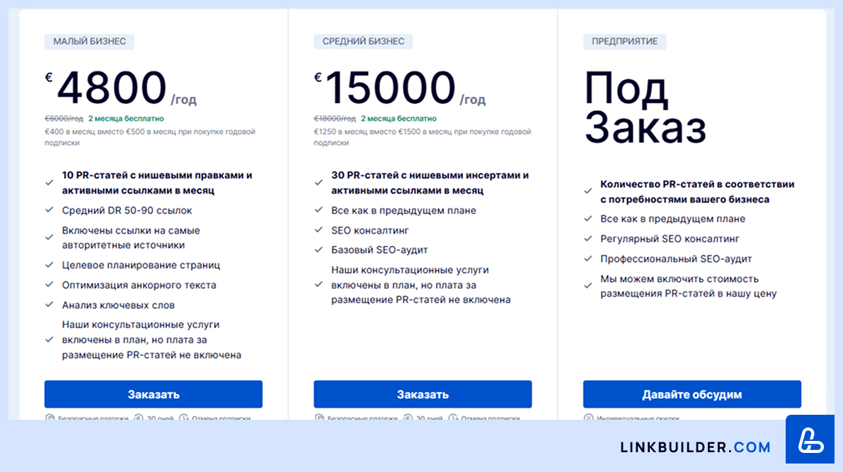 LinkBuilder.com тарифы